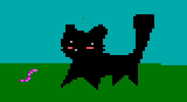 pixel drawing of a cat.